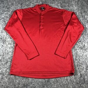 VINTAGE Patagonia Shirt Mens Small Red Capilene Henley‎ Long Sleeve Made USA 90s